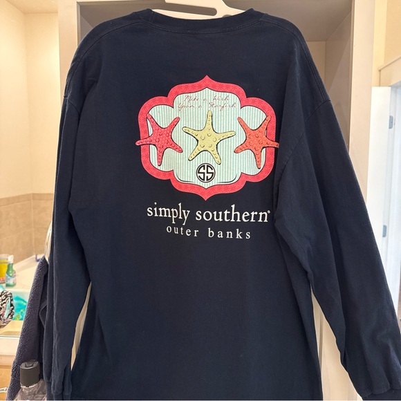 Navy XL simply southern outer banks long sleeved T shirt - Picture 3 of 5
